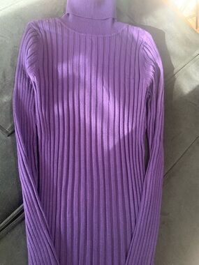 Dots Purple Rib-Knit Turtleneck